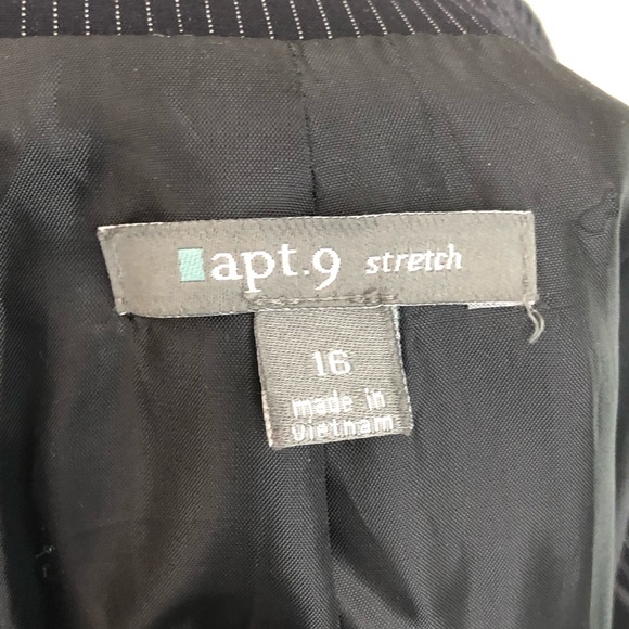 Apt.9 Black Blazer Jacket White Pinstripe 3 Button front Size 16 NWOT - Picture 13 of 13